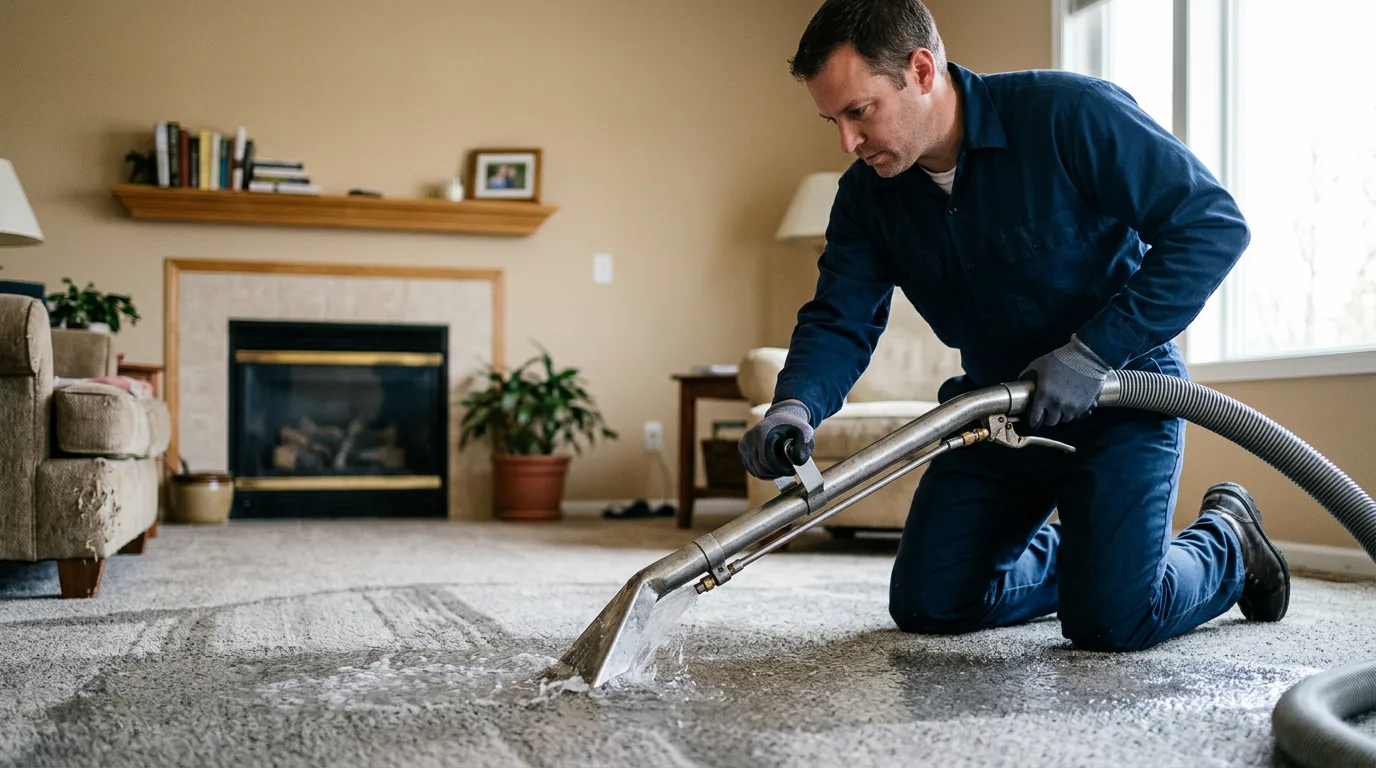 Water damage restoration technician working near North Newton, KS